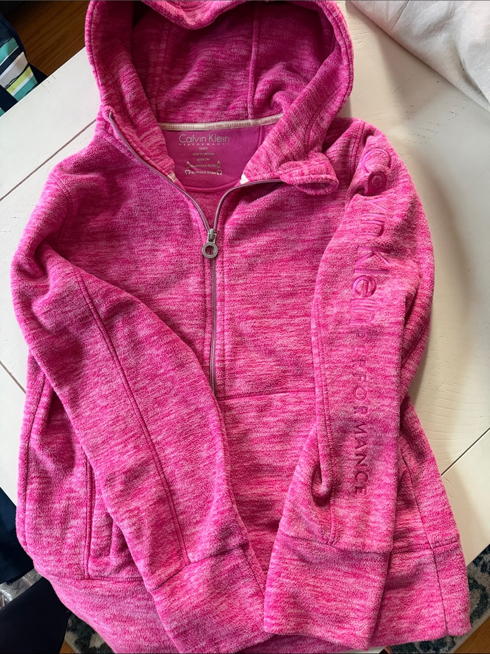 Calvin Klein Pink Fleece Full-Zip Hoodie Size Small Like New